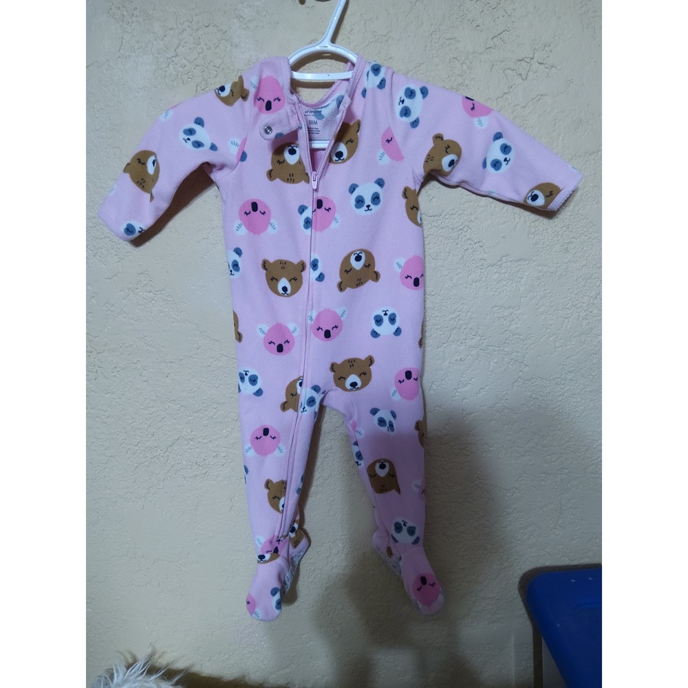 Child of Mine by Carters Baby Girls Pink Panda Bear Fleece Footed Sleeper 18M